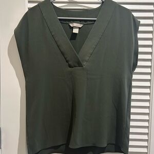Elegant V-Neck Olive Green Women's Top
